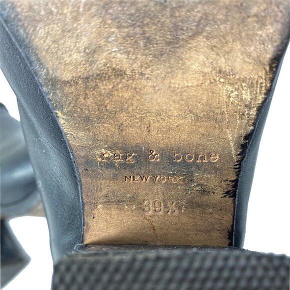 Rag and Bone Boots Black Leather Harrow Western Block Heel Ankle Boots - Picture 5 of 7